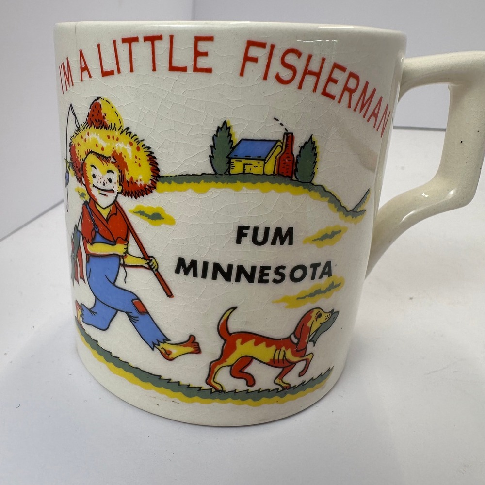 Vintage I'm a Little Fisherman Fum Minnesota Souvenir Mug Made in Japan Ceramic